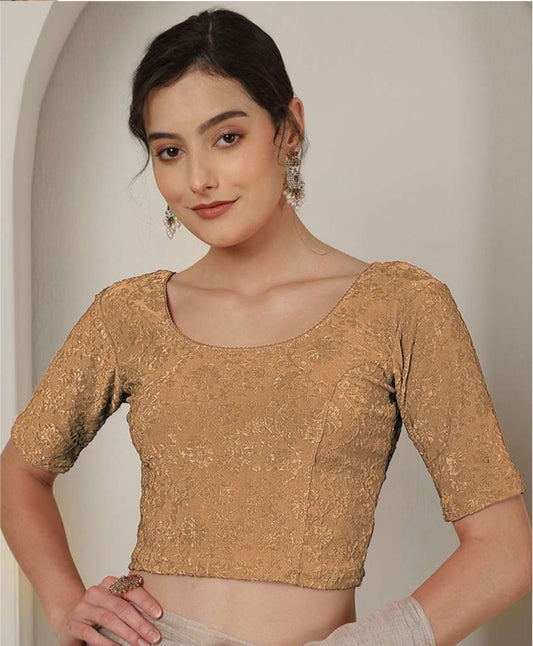 Women’s Golden Ethnic Blouse – Party & Wedding Wear