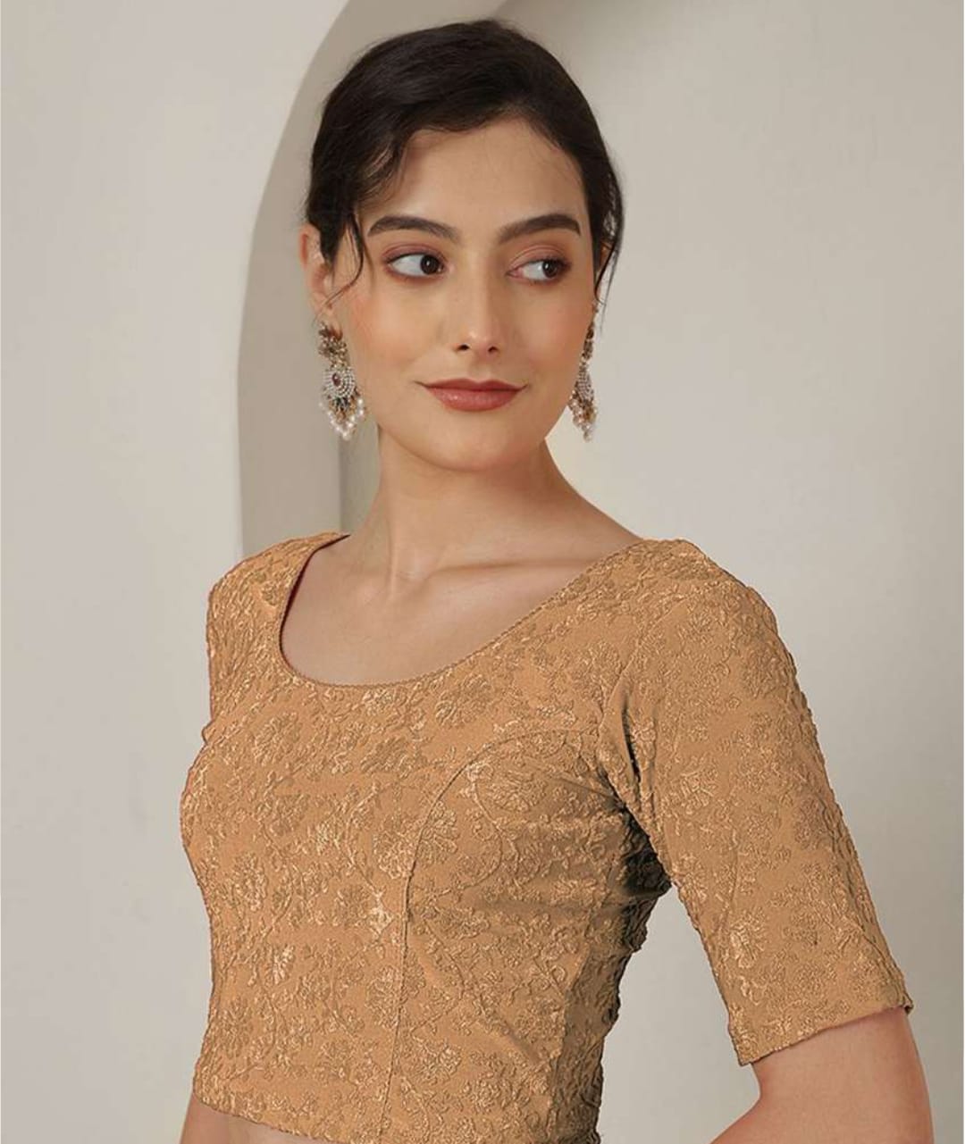 Women’s Golden Ethnic Blouse – Party & Wedding Wear
