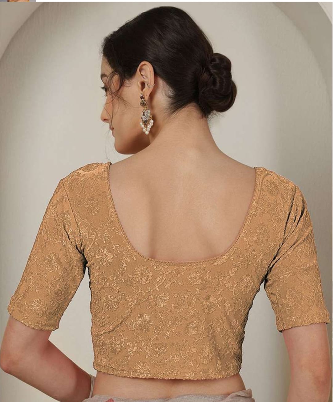 Women’s Golden Ethnic Blouse – Party & Wedding Wear