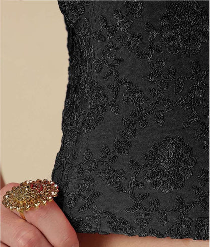 Women's Floral Readymade Blouse | Round Neck | Elbow-Length Sleeves |