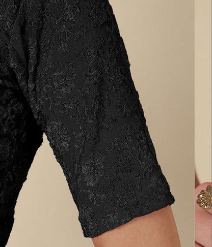 Women's Floral Readymade Blouse | Round Neck | Elbow-Length Sleeves |